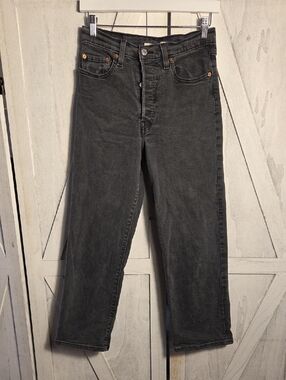 Levi's Ribcage Straight Ankle Black Jeans Size 27
